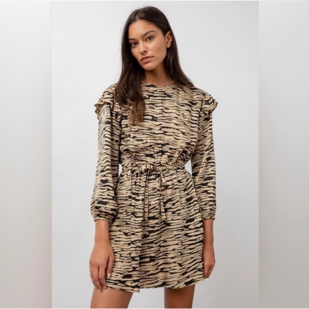 Rails Ora Canyon Tiger Print Long Sleeve Mini Dress Small